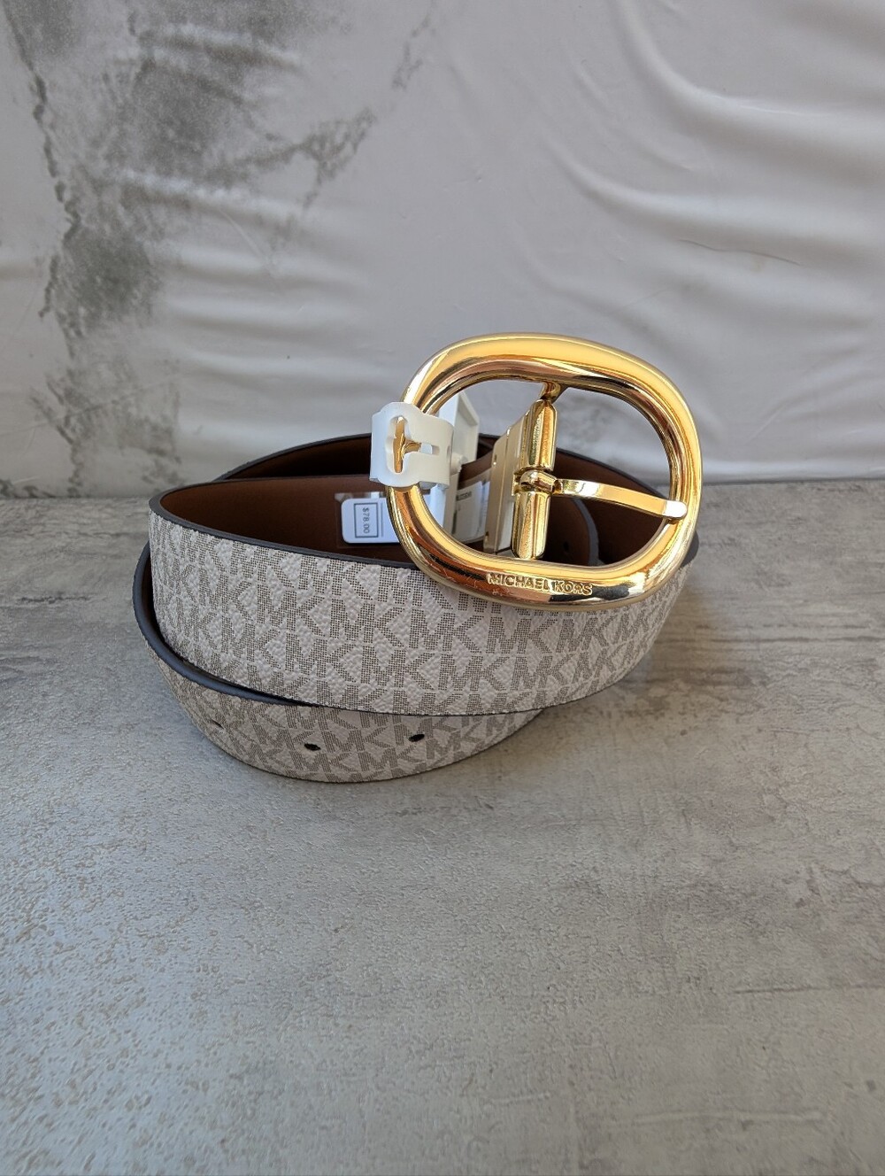 Michael Kors Logo Tan Brown Reversible Leather Belt Women's Small NWT